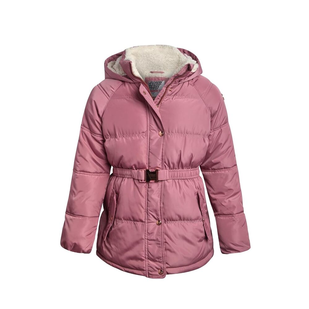 KENSIE GIRL Puffer Sherpa Lined Jacket Belted Winter Coat 7-8